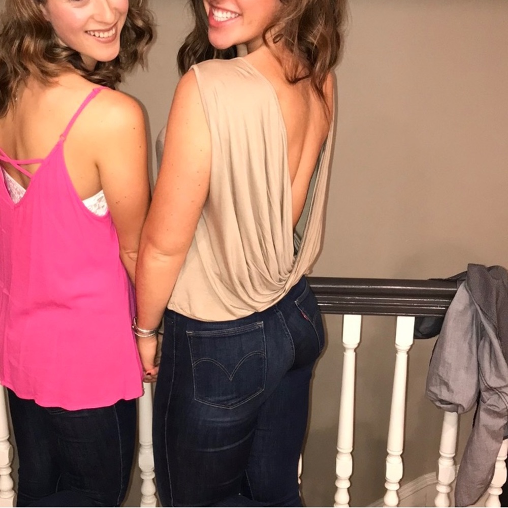 Lulus open wrap back tan tank